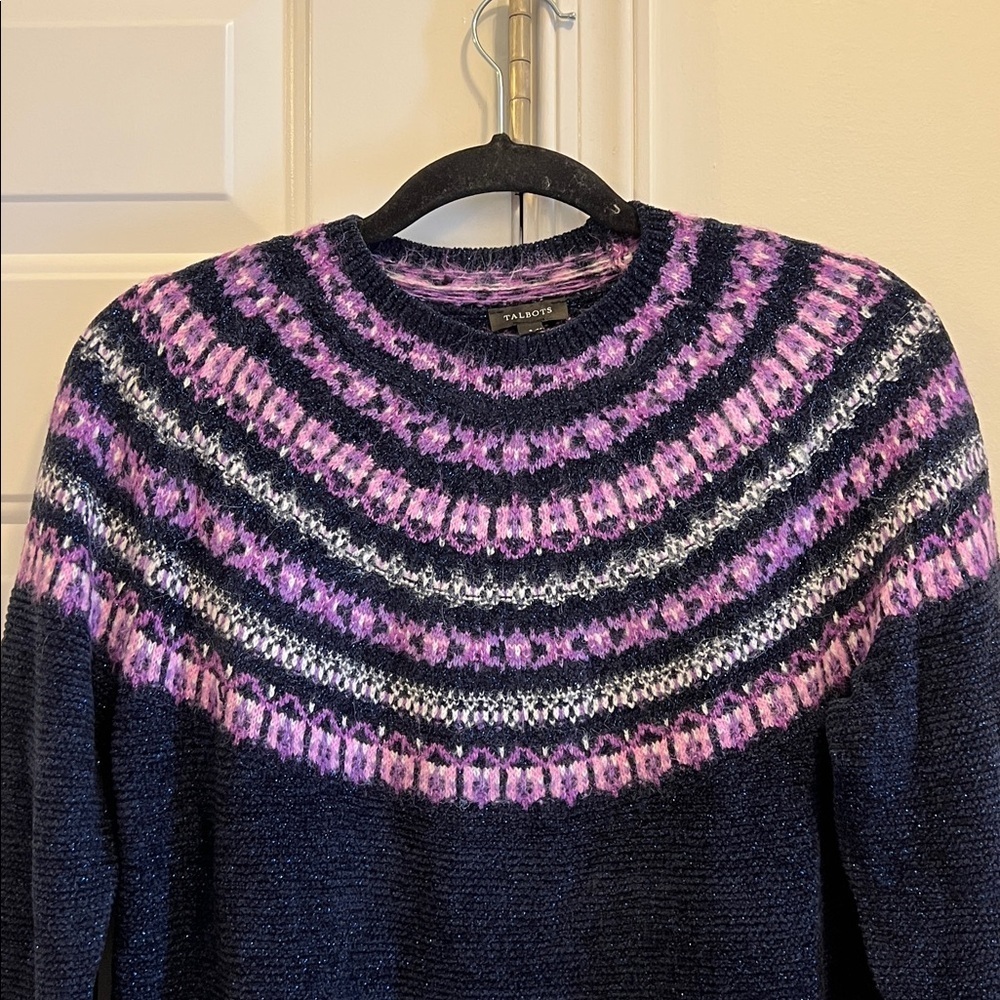 Talbots Chenielle York Sweater Colors are blue purple and pink Size S - Picture 2 of 5